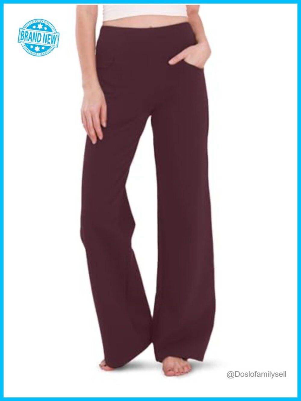 Women's Cotton Wide Leg Yoga Pants High Waist Lounge Trousers with Pockets